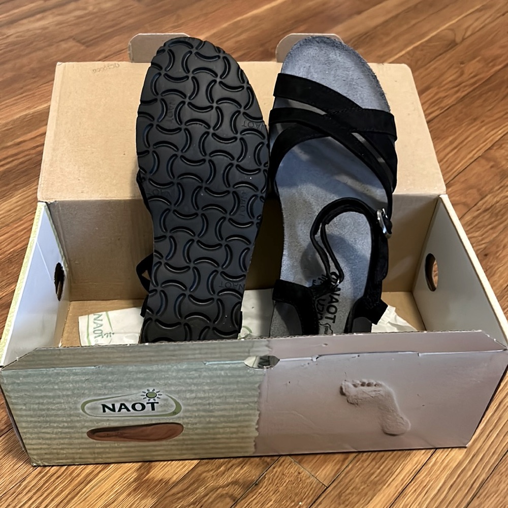 Naot new in box black sandals size 41, US size 9.5- 10